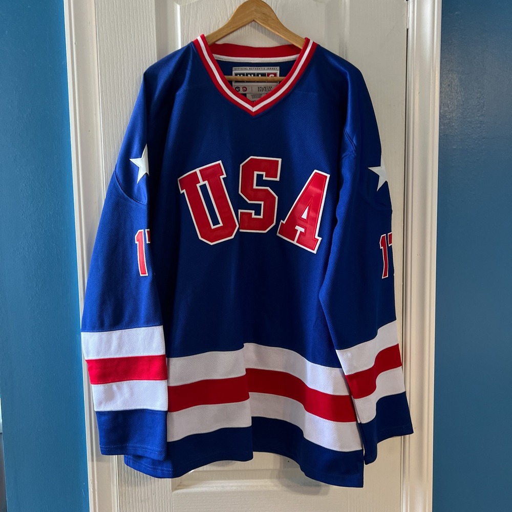 UNLC Jack O'Callahan Team USA 1980 Hockey Jersey Blue XL Miracle On Ice 17